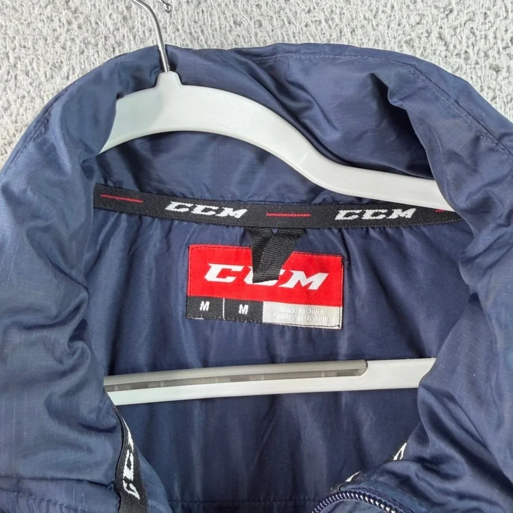 CCM Puffer Jacket Mens Medium Navy Metro Jets Hockey Team Issued 3M Thinsulate